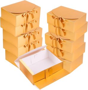 Scatole Regalo Dorate con Nastro in Cartoncino, Scatole per Bomboniere per Proposte alle Damigelle, Confezioni Regalo per Compleanni e Festività - Product Image 1