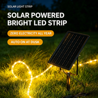 Bande lumineuse LED solaire d'extérieur, étanche IP65, flexible, avec piquet de fixation au sol, panneau solaire