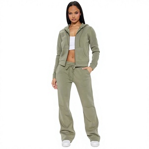 Green Winter Printed Hoodie & Jogger <b>Set</b> Drawstring Waist Ribbed Cuffs Fleece Fabric Relaxed Streetwear Style Everyday Comfort - Product Image 1