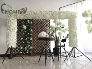 Panneau mural de fleurs roses artificielles Plantes artificielles Panneau mural de fleurs 3d Déco <span class=keywords><strong>murale</strong></span> de fleurs de mariage - Product Image 2