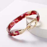 Bracelet ouvert multicolore résine acétate acrylique imité écaille de tortue bracelet manchette écaille de tortue