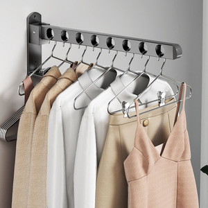 Wall Mounted Single Bar Clothes Drying Rack Fixed Design For Indoor Balcony Bathroom Storage Organizer - Product Image 2