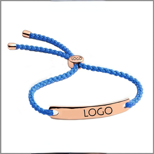 Pulsera de Pareja Grabada Personalizada con Barra de Acero Inoxidable |   Pulsera de la Amistad con Cordón Trenzado Ajustable |   Idea de Regalo para San Valentín - Product Image 1