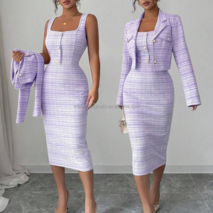 Custom Two Piece Tweed blazer Career Set for Women Business Office <strong>Jacket</strong> Dress Suit Ladies - Product Image 4