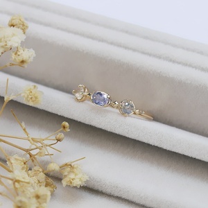 Bague de luxe minimaliste en argent sterling 925 plaqué or <span class=keywords><strong>Arcado</strong></span> en cordiérite naturelle Labradorite pierre de lune pour femme - Product Image 4