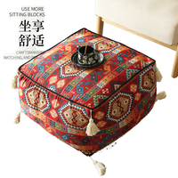 Housses de pouf carrées bohèmes personnalisées en gros, coussin remplaçable et lavable pour salon