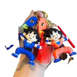 Japanese Anime Rubber 3D Keychain DBZ Goku Bag Pendant Ornament Key Chains Accessories Kids Gift Decor Key Chain