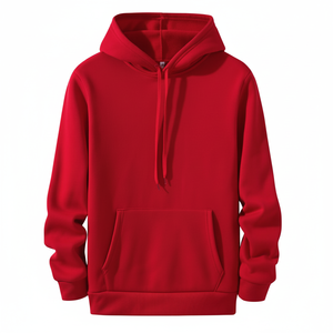 Sudadera con capucha roja para hombre y mujer, sudadera lisa con bolsillo canguro, mezcla de algodón suave, ropa informal para invierno y otoño - Product Image 1