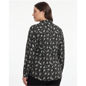Camisa de Mujer con Estampado Floral, Botones, Manga Larga, Corte Regular, Blusa Informal de Popelina para Todas las Temporadas - Product Image 4