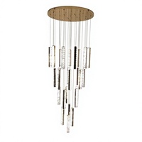 Lustre LED moderne en cristal et acier inoxydable pour salon, escalier, villa duplex, éclairage ouvert de luxe à double étage