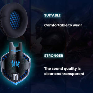 หูฟังเล่นเกม <span class=keywords><strong>G2000</strong></span>เสียงเบสรอบทิศทางพร้อมไฟ LED ไมโครโฟน, ที่ครอบหูเมมโมรี่นุ่มสำหรับ PS5 PS4 Xbox One คอนโทรลเลอร์ - Product Image 6