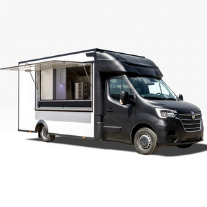 Fourgon de restauration mobile noir 4,8 m avec carrosserie en aluminium, espace de préparation intégré, cuisine mobile extérieure - Product Image 1
