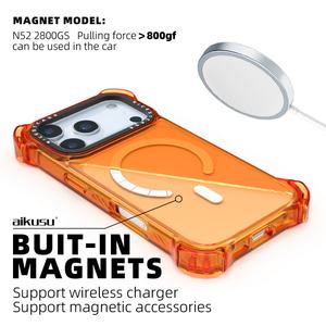 Aikusu – Coque de téléphone transparente bleue de luxe antichoc avec chargement sans fil personnalisé pour iPhone 17 16 15 14 13 Air Plus Pro Max - Product Image 5