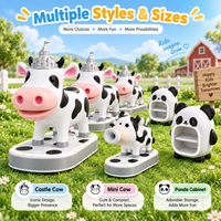 Manège pour enfants en forme de vache mignonne avec couronne de château et base lumineuse LED, équipement d'amusement animalier de dessin animé pour aire de jeux intérieure, centre commercial et parc à thème