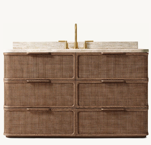 Set di Mobili <span class=keywords><strong>per</strong></span> <span class=keywords><strong>Bagno</strong></span> di Lusso Stile Americano, Mobili da <span class=keywords><strong>Bagno</strong></span> con Lavabo in Legno e Canna, Mobile Extra Largo - Product Image 2
