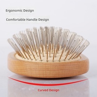 Peigne de massage du cuir chevelu à coussin d'air à dents en acier, en bois de bambou, à larges plaques, pour femmes, lissage des cheveux, 20 cm+, usage hôtelier