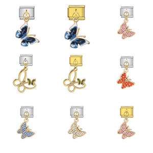 Charm Italiano Personalizado con Forma de Mariposa al por Mayor, Brazalete Italiano de Acero Inoxidable de 9 mm, Joyería de Moda para Hacer Manualidades, Regalo DIY - Product Image 2