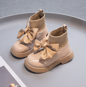 High Quality Cute Ankle <b>Boots</b> for Girls Kids Bowknot PU on Sock Chunky <b>Boots</b> Botas Kid - Product Image 4