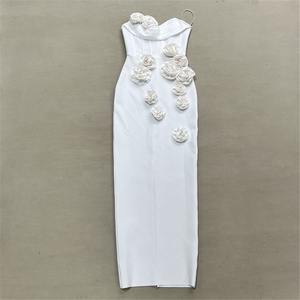 ZHEZHE Luxury Quality Women <strong>Sexy</strong> <strong>Party</strong> 3D Floral Unique Tube Bandage Maxi Dress Sleeveless Slim Fit Elegant Evening Long Dresses - Product Image 4