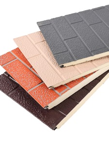 Bảng điều khiển cách nhiệt bên ngoài kim loại khắc PU Sandwich Panel Board ngoài trời tường Ốp bên ngoài kim loại siding - Product Image 5