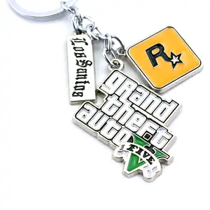 Modes piel Grand Theft Auto 5 Schlüssel bund Männer Fans Brief Muti-Anhänger Schlüssel halter Grand Theft Auto Cartoon Rockstar Schlüssel anhänger