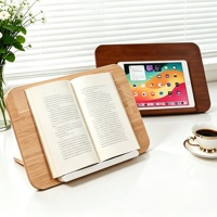 Support de livre en bois massif pour la lecture, support de livre réglable, support de livre de cuisine pliable avec pinces de maintien des pages, support de présentation pour le bureau