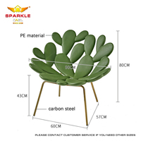 Fauteuil à dossier italien SPARKLE Chaise cactus vert Personnalité unique Commode créative à pétales de feuilles Chaise d'extérieur