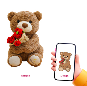 ตุ๊กตาหมีนุ่มมาใหม่ของตกแต่งบ้านของขวัญวาเลนไทน์สำหรับเด็กผู้หญิงตุ๊กตาหมีนุ่มพร้อมตุ๊กตาดอกไม้ - Product Image 1