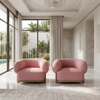 Fauteuil de loisirs créatif en tissu rose de style nordique Sabi Wabi Japon, mobilier de villa, décoration intérieure, fauteuil de salon