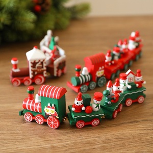 New Arrival 3 Carriage Christmas <b>Wooden</b> <b>Train</b> Ornament Kids Toy Holiday Gift Window Display Handicraft Party Decoration Factory - Product Image 5