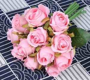 Offre Spéciale : Bouquet de Fleurs Artificielles pour Mariage, Vente en Gros, Décoration Maison, 12 Têtes de Roses Artificielles - Product Image 2