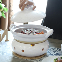 Tempat Panci Tanah Liat Warna Putih, Alas Panci Sup, Wadah Terisolasi, Casserole Tanah Liat, Panci Panas untuk Memasak, Set Peralatan Masak