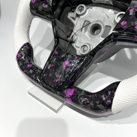 Meilleures ventes : Volant chauffant en fibre de carbone forgée violette pour Tesla Model 3/Y (2017-2022) – Modification mondiale