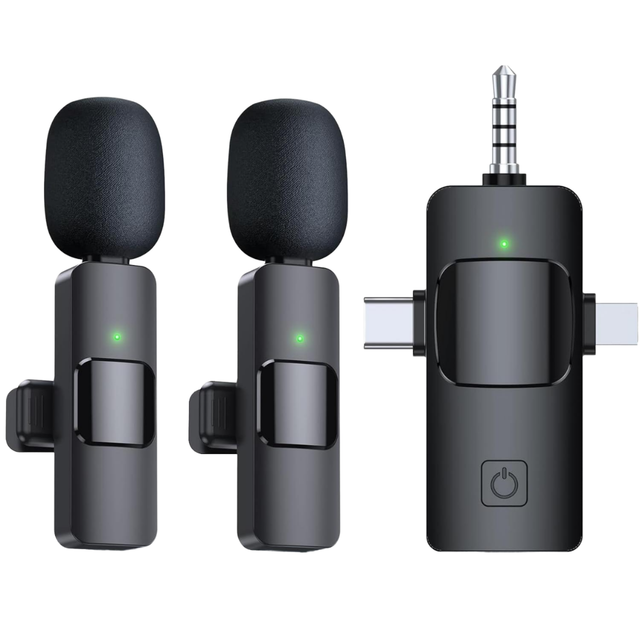 Mini Wireless Clip-on Lavalier Condenser Microphone for IPhone/Android Clear Sound for Recording Live Streaming Vlogging