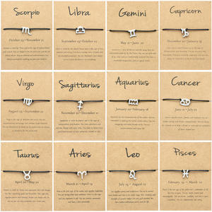 Bracelet réglable noir en alliage <span class=keywords><strong>avec</strong></span> carte des 12 signes du zodiaque – Cadeau exclusif transfrontalier pour Wish - Product Image 3