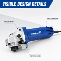 Meuleuse d'angle Welldon 100 mm 1000 W 220 V, meuleuse électrique 4 pouces pour la découpe, le meulage et le polissage des métaux