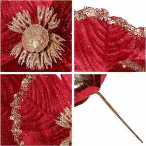<b>Tree</b> Wreath Garland Wedding Party DIY <b>Christmas</b> Glitter Poinsettia Flowers Artificial Cloth Decoration 18CM Matel <b>Base</b> - Product Image 3