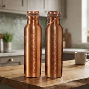 Impression de logo personnalisé, dernières arrivées, ensembles de bouteilles d'eau en cuivre, qualité supérieure, écologiques, lavables au lave-vaisselle, anti-corrosion - Product Image 1