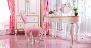 Tocador <span class=keywords><strong>de</strong></span> Madera Maciza Estilo Francés para Dormitorio Pequeño, Escritorio Infantil, Tocador Doble Uso para Niña, Silla Calabaza, Dormitorio - Product Image 4