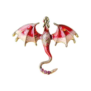 Broche de dragão com estampas de animais de diamante elegante, corpete de venda quente