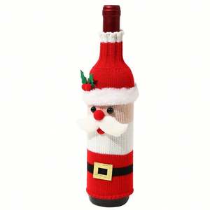 Juego de fundas navideñas para botellas de vino, fundas decorativas tejidas de Papá Noel y muñeco de nieve para decoración de regalos de fiestas navideñas - Product Image 6