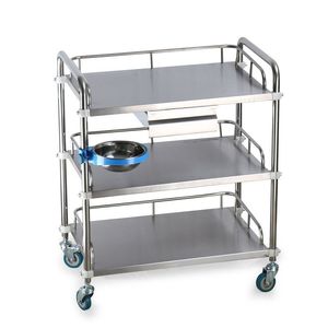 Chariot à instruments en acier inoxydable à 3 niveaux avec porte-bols pour hôpital et clinique - Product Image 1