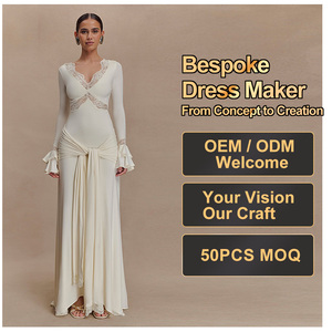Vestidos de Mujer Personalizados, Vestido Blanco de Encaje para Mujer, Vestido Largo de Verano con Mangas Largas, Cuello en V, Ajustado, Espalda Descubierta, Vestido <span class=keywords><strong>Maxi</strong></span> para Fiesta - Product Image 1