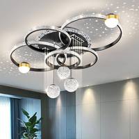 Plafonnier LED Rond Doré Noir et Blanc Effet Ciel Étoilé Lumière Chaude Simple et Élégante pour Salon