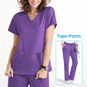 Grosir pakaian Scrub untuk rumah sakit, pria dan wanita lengan pendek Sc, grosir gaun bedah dokter belahan - Product Image 5