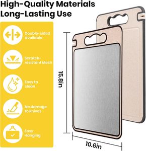 Tabla de cortar de doble cara de paja de trigo con acero inoxidable para carne, descongelación y picado, con afilador - Product Image 2