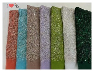 Tela de Encaje de Fábrica <span class=keywords><strong>con</strong></span> Bordado, Lentejuelas y <span class=keywords><strong>Cuentas</strong></span>, Popular para Novias, Encaje Africano y Francés - Product Image 6