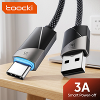 Cable de Datos USB Toocki con Apagado Inteligente, 3A de Alta Corriente, Chip Inteligente, Tejido de Alta Densidad para Carga Rápida