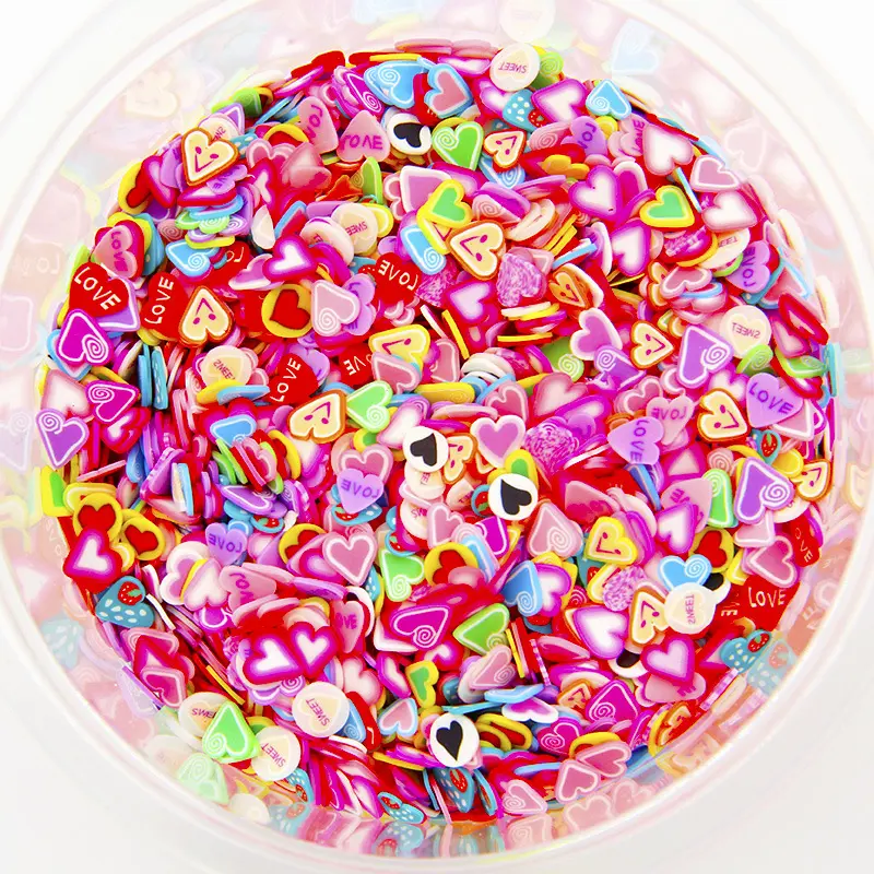 2000pcs/bag nail soft clay 3d nail art sticker 17 pattern fruit cartoon plum flower heart slices