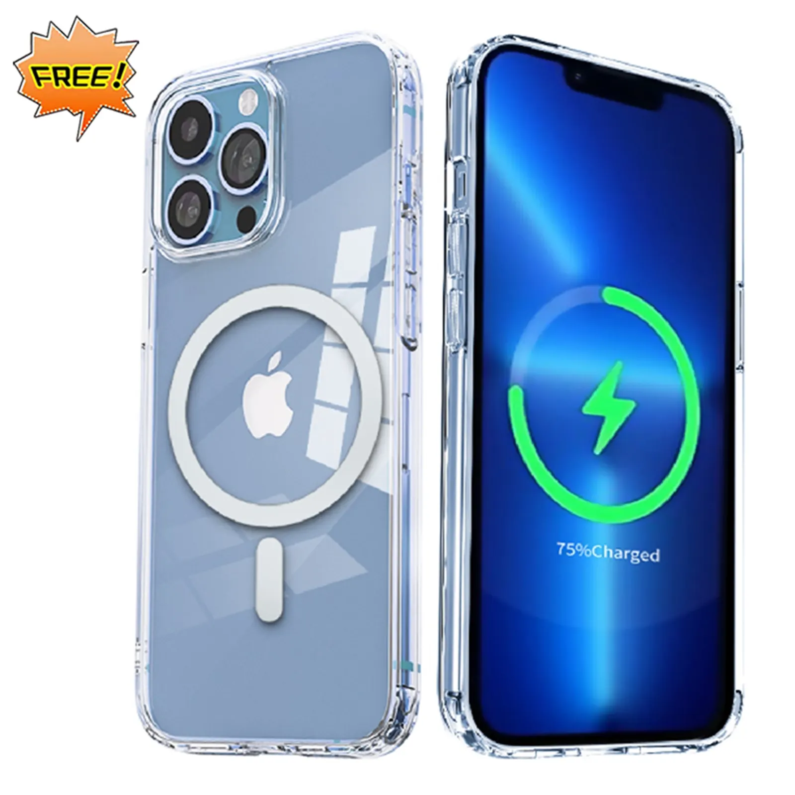 Original Quality For Iphone 13 14 Pro Max Mag Safe Magnetic Ring Phone Case Cover Clear Silicon Magsafing Wireless Charger